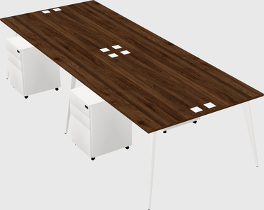 Shared rectangular office desk system