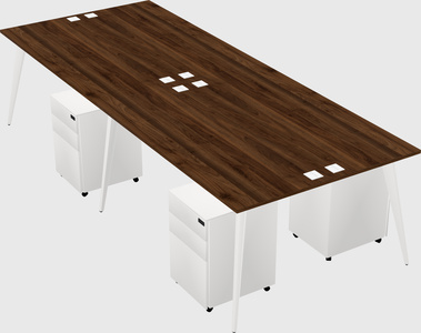 Shared rectangular office desk system
