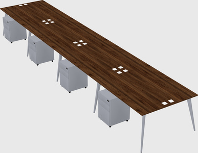 Shared rectangular office desk system