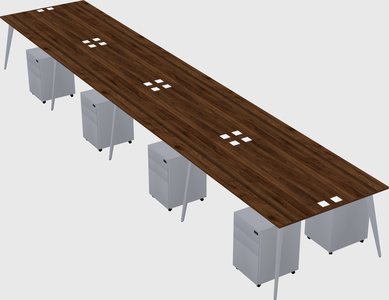 Shared rectangular office desk system