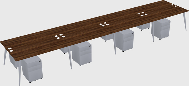 Shared rectangular office desk system