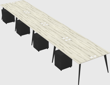 Shared rectangular office desk system