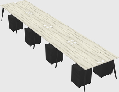 Shared rectangular office desk system
