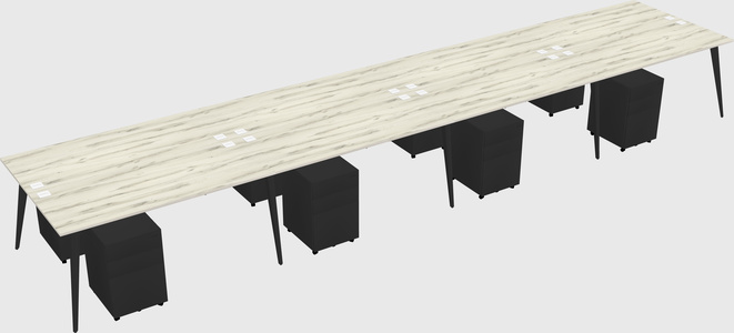 Shared rectangular office desk system