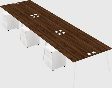 Shared rectangular office desk system