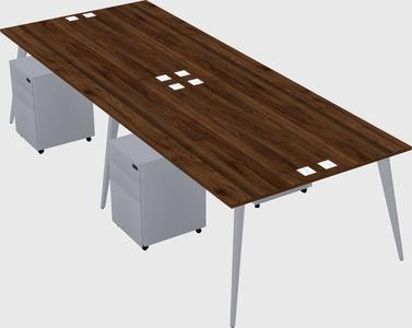 Shared rectangular office desk system