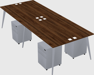 Shared rectangular office desk system
