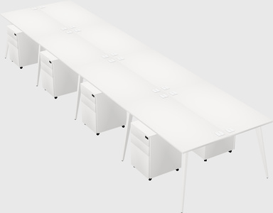 Shared rectangular office desk system