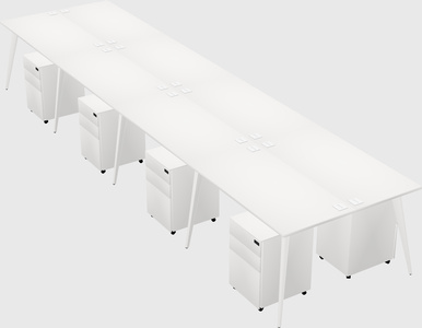 Shared rectangular office desk system