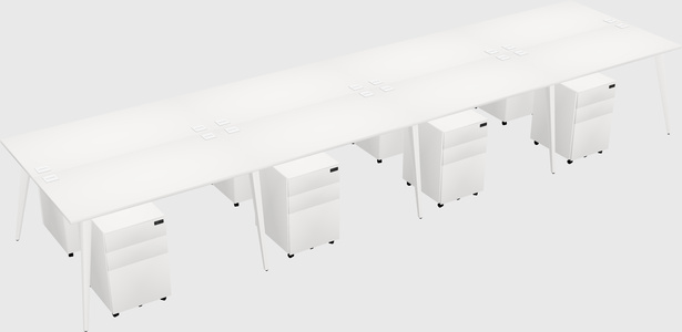 Shared rectangular office desk system