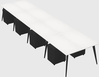 Shared rectangular office desk system