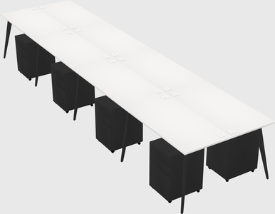 Shared rectangular office desk system