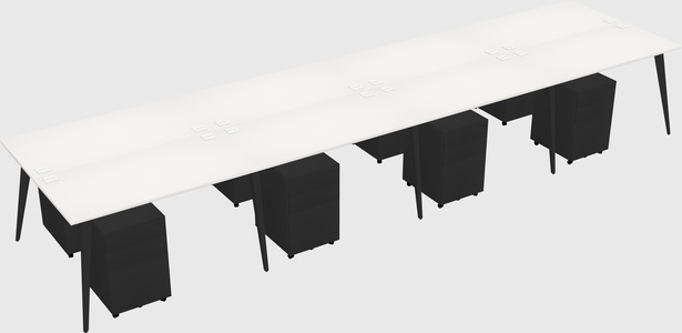 Shared rectangular office desk system