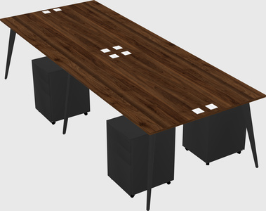 Shared rectangular office desk system