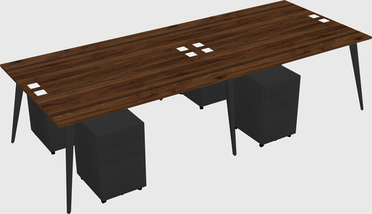 Shared rectangular office desk system