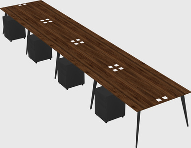 Shared rectangular office desk system