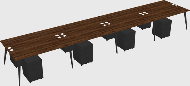 Shared rectangular office desk system