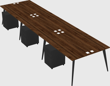 Shared rectangular office desk system