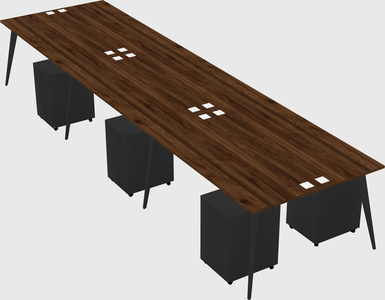 Shared rectangular office desk system