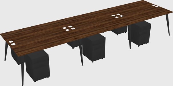 Shared rectangular office desk system