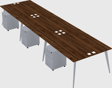 Shared rectangular office desk system