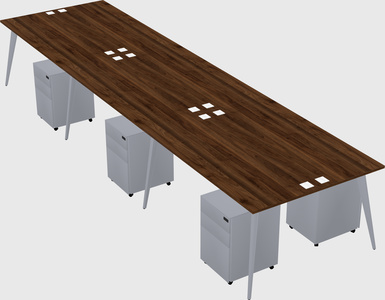 Shared rectangular office desk system