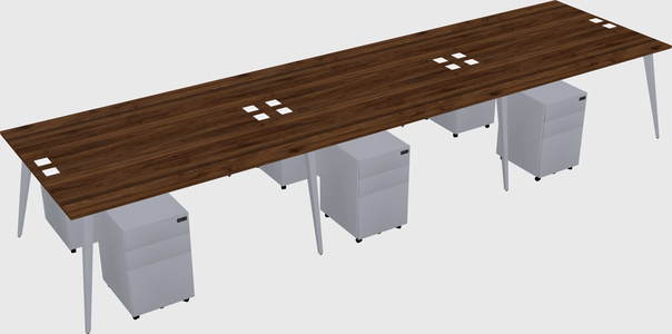 Shared rectangular office desk system