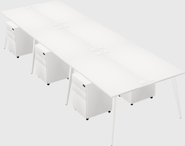 Shared rectangular office desk system