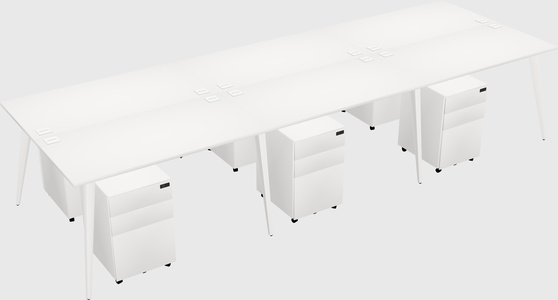 Shared rectangular office desk system