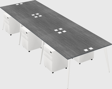 Shared rectangular office desk system
