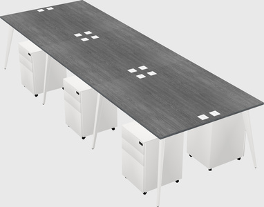 Shared rectangular office desk system