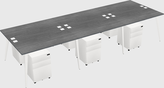 Shared rectangular office desk system
