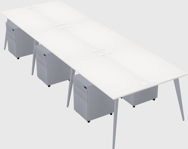 Shared rectangular office desk system