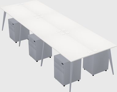 Shared rectangular office desk system