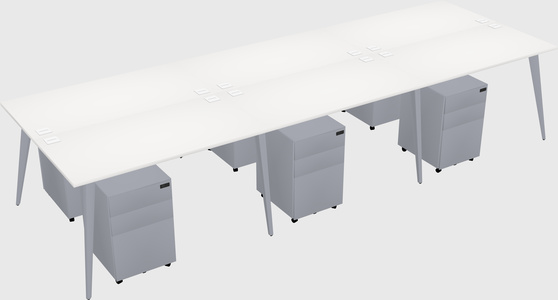 Shared rectangular office desk system