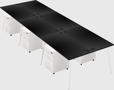 Shared rectangular office desk system