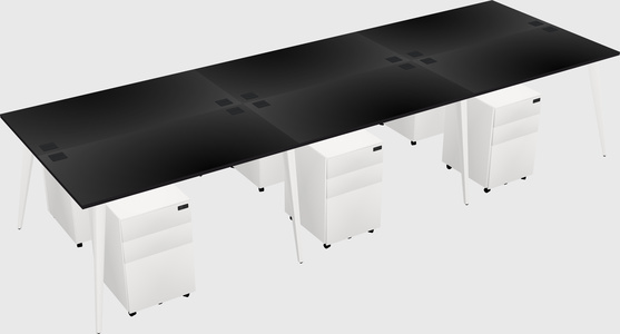 Shared rectangular office desk system