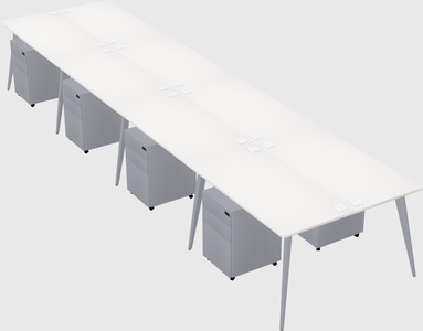 Shared rectangular office desk system