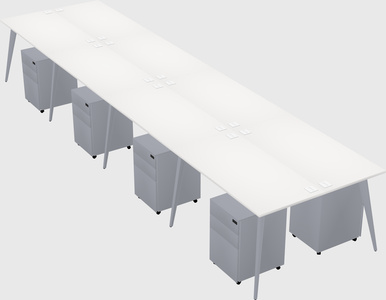 Shared rectangular office desk system