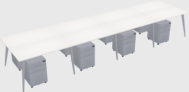 Shared rectangular office desk system