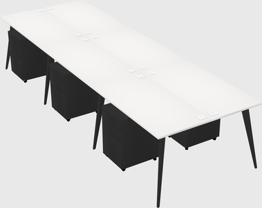 Shared rectangular office desk system