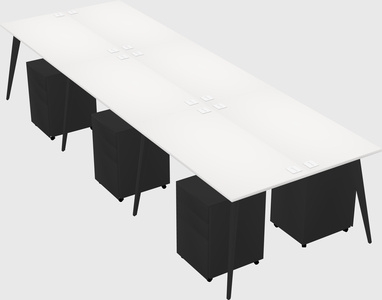 Shared rectangular office desk system