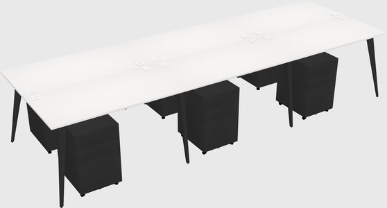 Shared rectangular office desk system