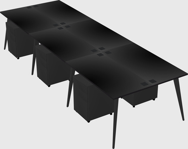Shared rectangular office desk system