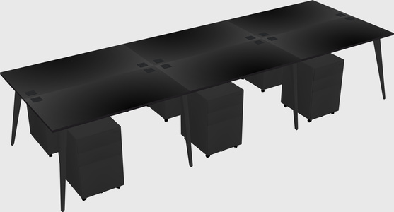 Shared rectangular office desk system