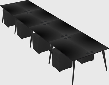 Shared rectangular office desk system