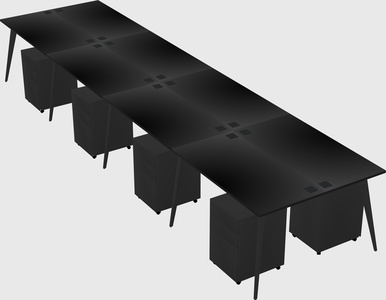 Shared rectangular office desk system
