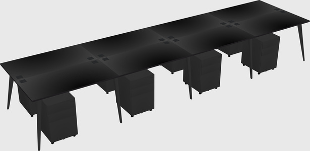Shared rectangular office desk system