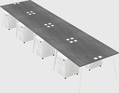 Shared rectangular office desk system