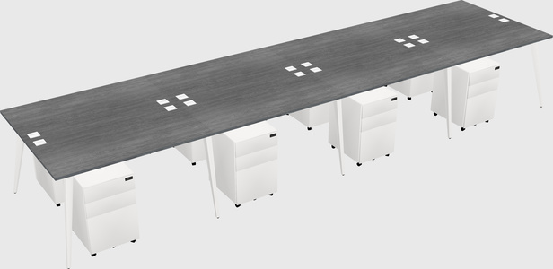 Shared rectangular office desk system